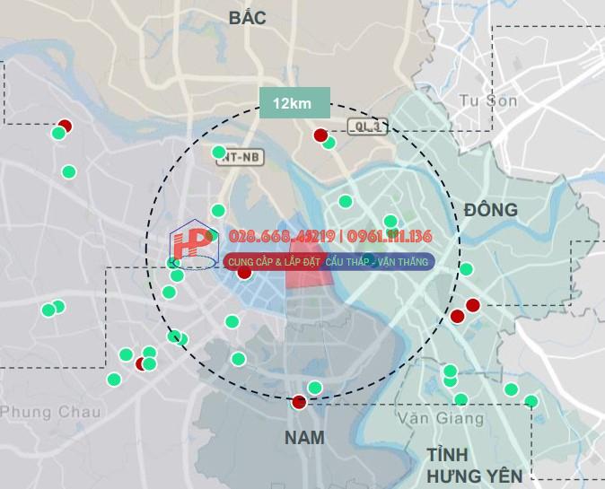 Theo nghiên cứu CBRE về bất động sản nhà ở Hà Nội quý 1/2025 và dự đoán cho quý 2/2025, nguồn cung mới phía Nam cải thiện chưa đáng kể (Màu đỏ: nguồn cung mới quý 1, màu xanh: nguồn cung mới dự kiến quý 2).